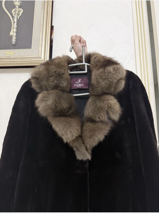 Стриженная норковая шуба с соболю