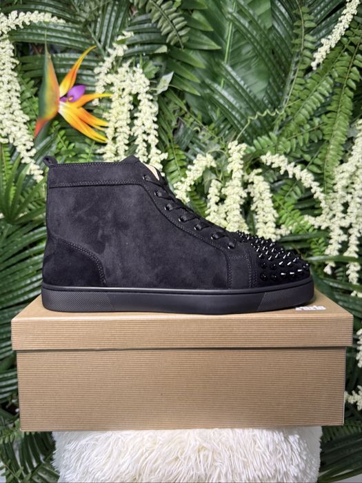 Christian Louboutin High Suede Black Spikes