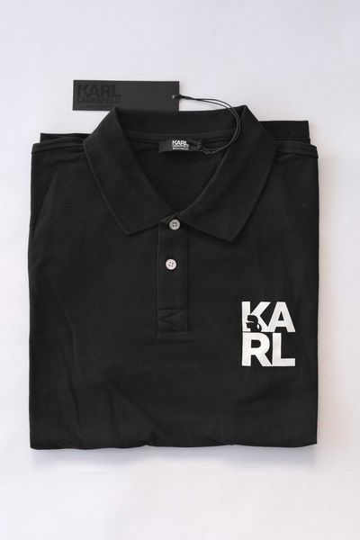 Промо KARL LAGERFELD-М/L/XL размер-черна мъжка поло/polo тениска