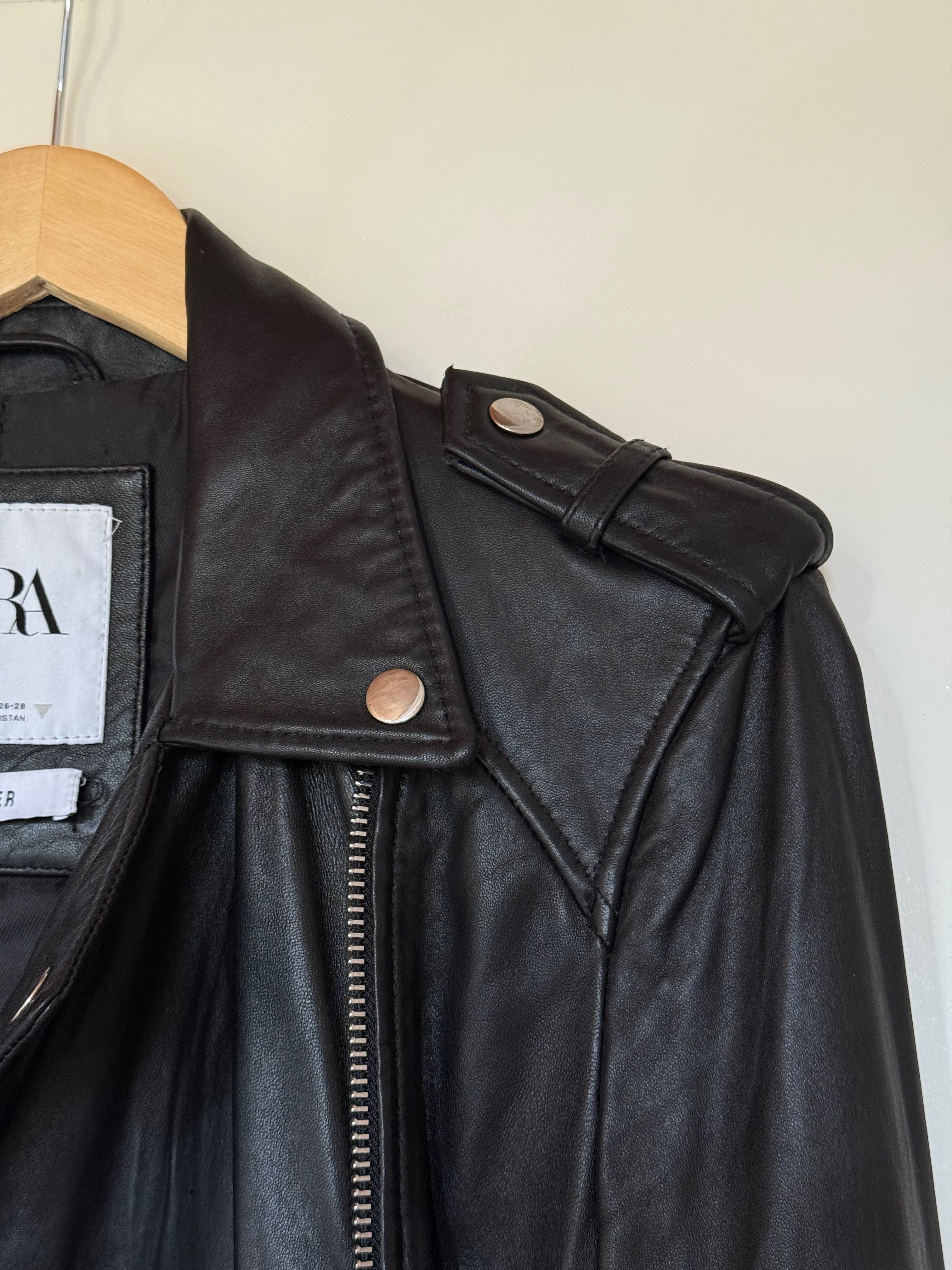 Zara кожено дамско яке М