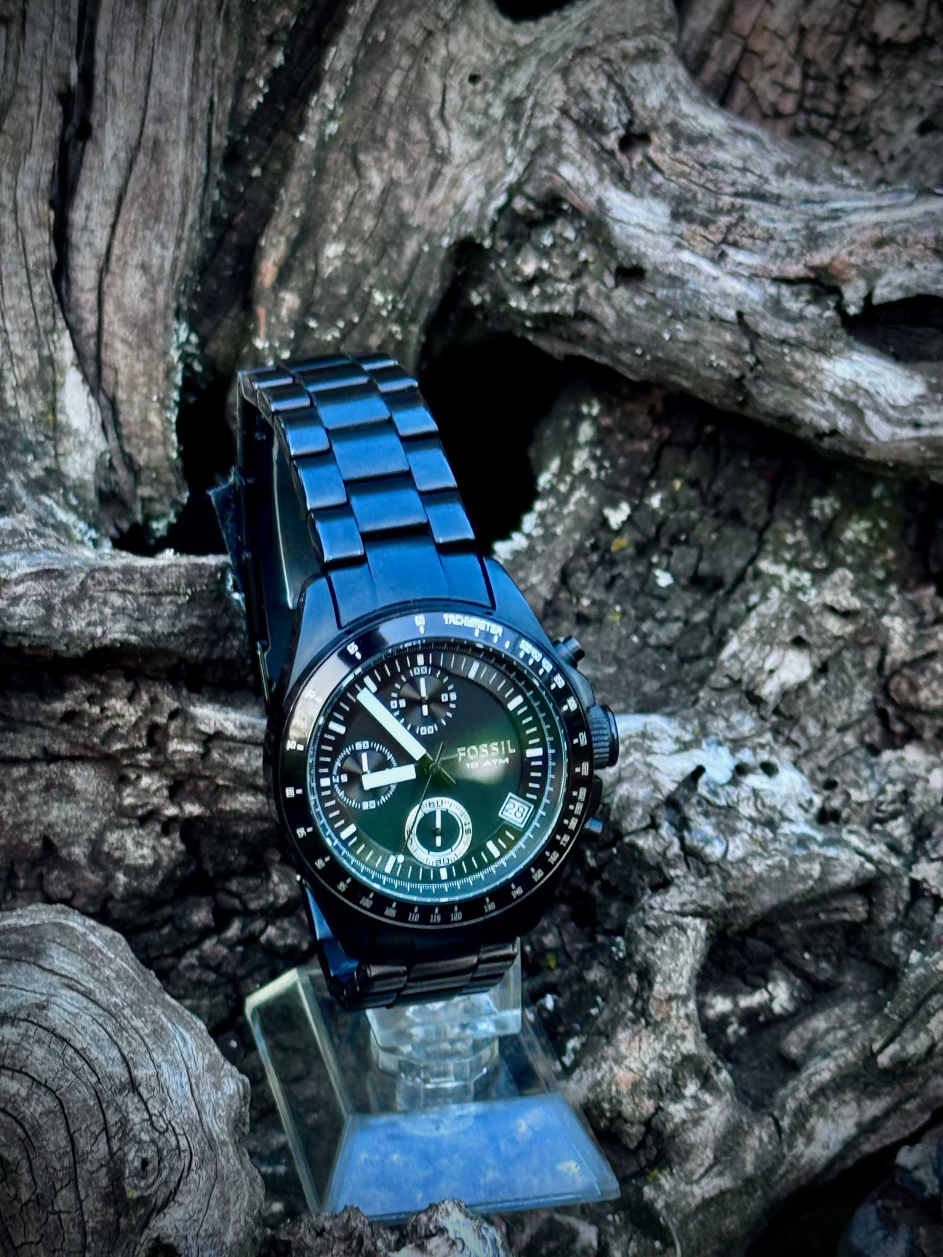 Fossil Decker Chronograph – Черен стоманен мъжки часовник