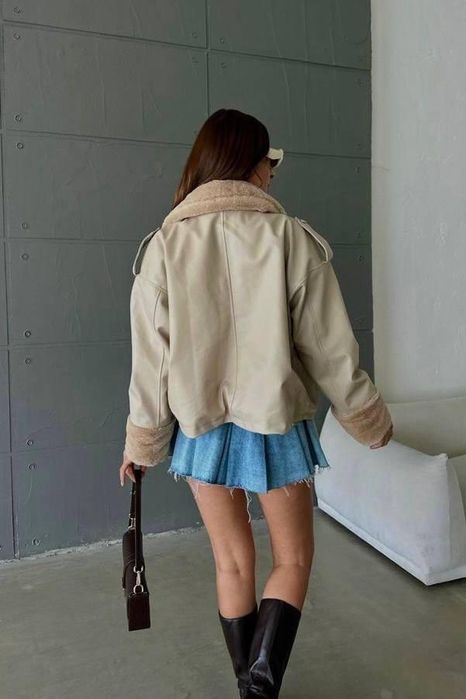 Късо кожено бомбер яке