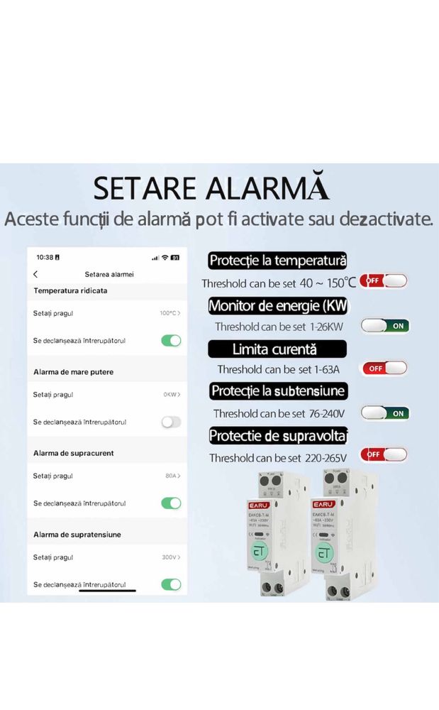 Siguranta Smart TUYA WiFi cu protectie la supratensiune,63A, Aplicatie