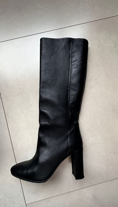 Дамски ботуши естествена кожа, размер 40, черни