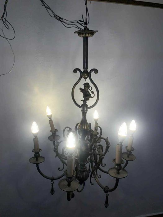 Candelabru din cupru si ornament din bronz