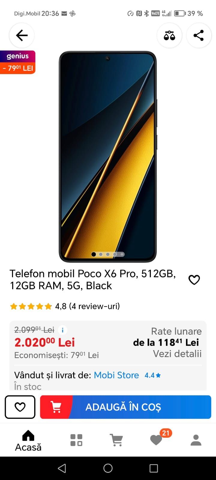 Telefon mobil Poco X6 Pro, 512GB, 12GB RAM, 5G,