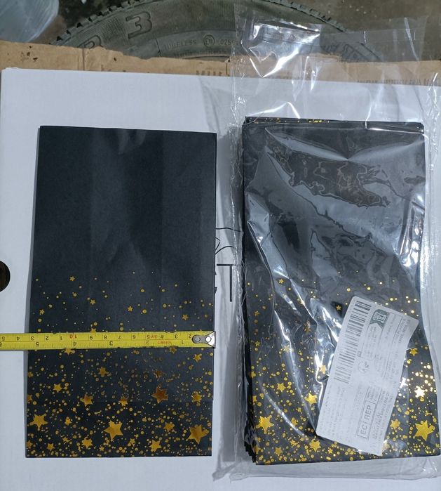 10 buc pungi cadouri hârtie Kraft stele auri autocolante,design elegan