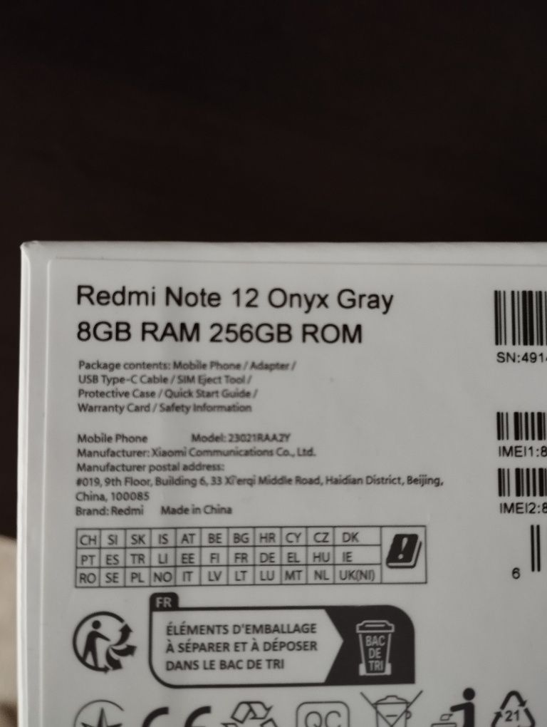 Xiaomi Note 12 full box 256/8 GB Schimb