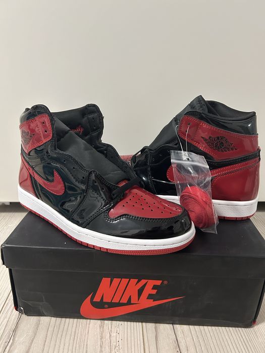 Adidasi Nike Air Jordan 1 High Patent Bred