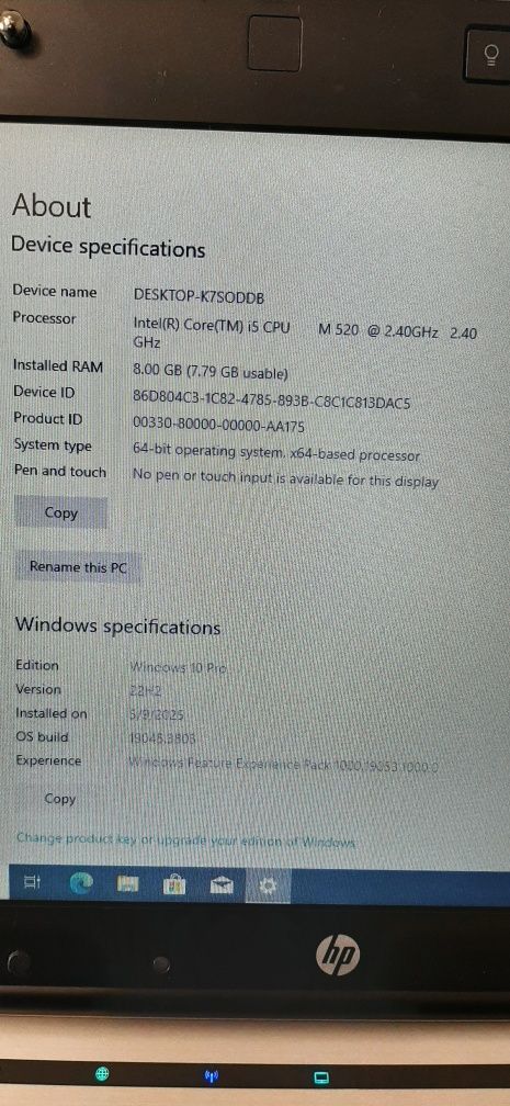 Hp Elitebook 8440p/I5/8gb ram/ssd 256gb