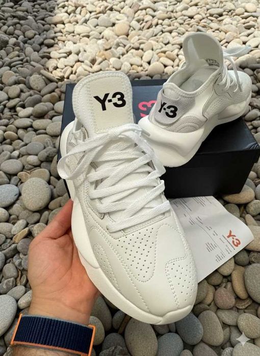 Adidasi Y3 Kaiwa Alb - Full Box - Piele Naturala