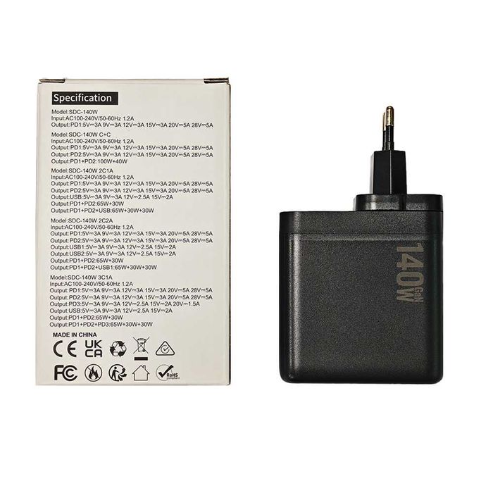 140W GaN PD 3.1 Ултра Бързо Зарядно за Смартфони MacBook Pro и Лаптопи