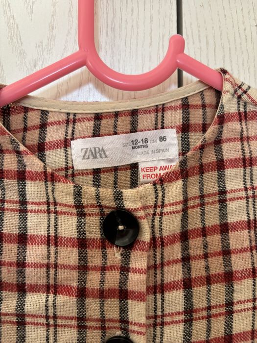 Rochie rosie carouri Zara 86 Hm H&M 12-18 craciun