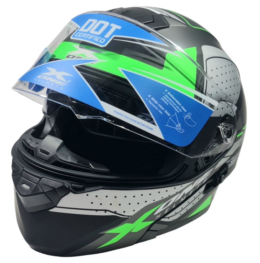 Мото каска X-ONE Helmets зелена, каски за мотор, мотокрос