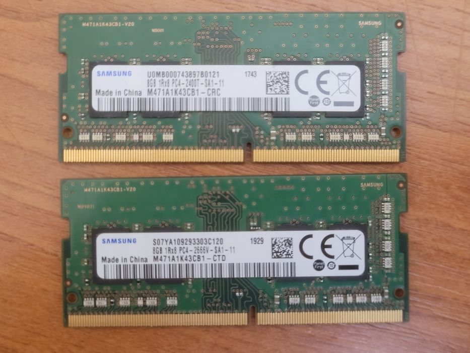 Планки ОЗУ по 8Gb DDR4 SODIMM от Samsung