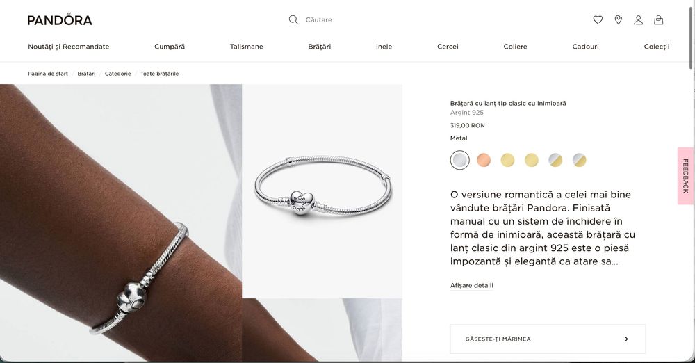 Bratara Pandora Snake 19 cm