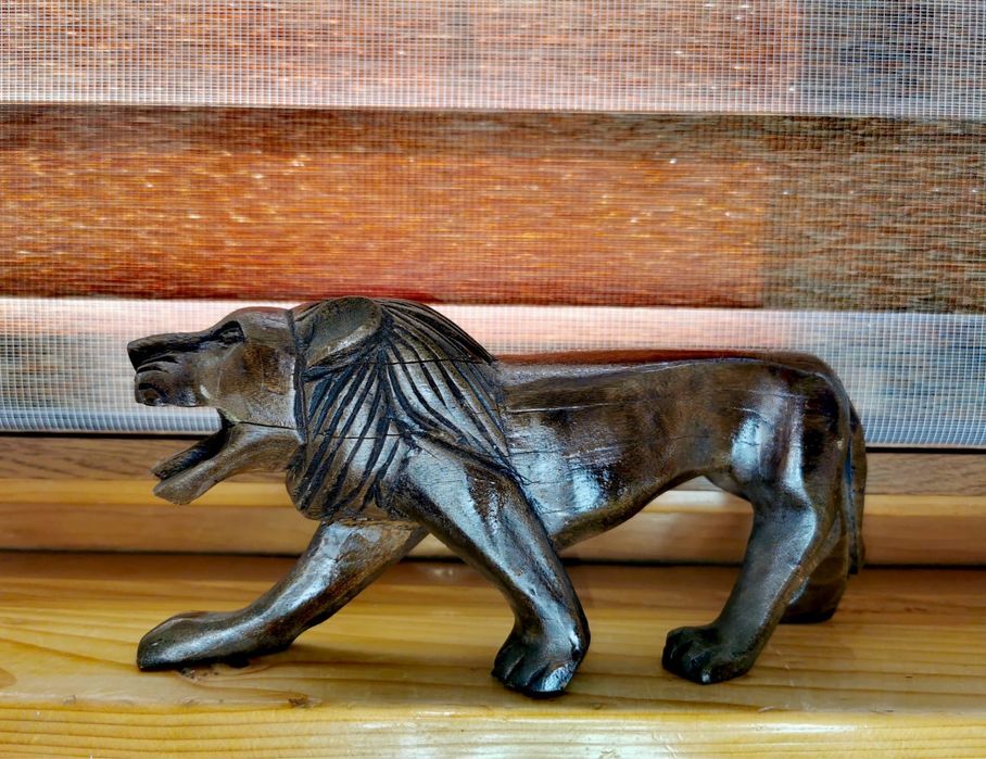 Играчка Лъв фигура дървена скулптура дърворезба статуя ръчно изработен