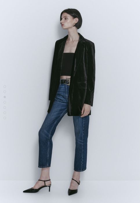 Blazer negru Massimo Dutti, din catifea