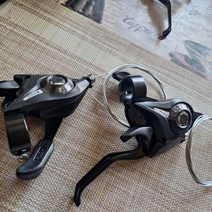 Set frâne discuri Tektro complet, manete schimbatoare