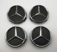 капачки за джанти за мерцедес Mercedes 75мм черни гланц хром 4 броя