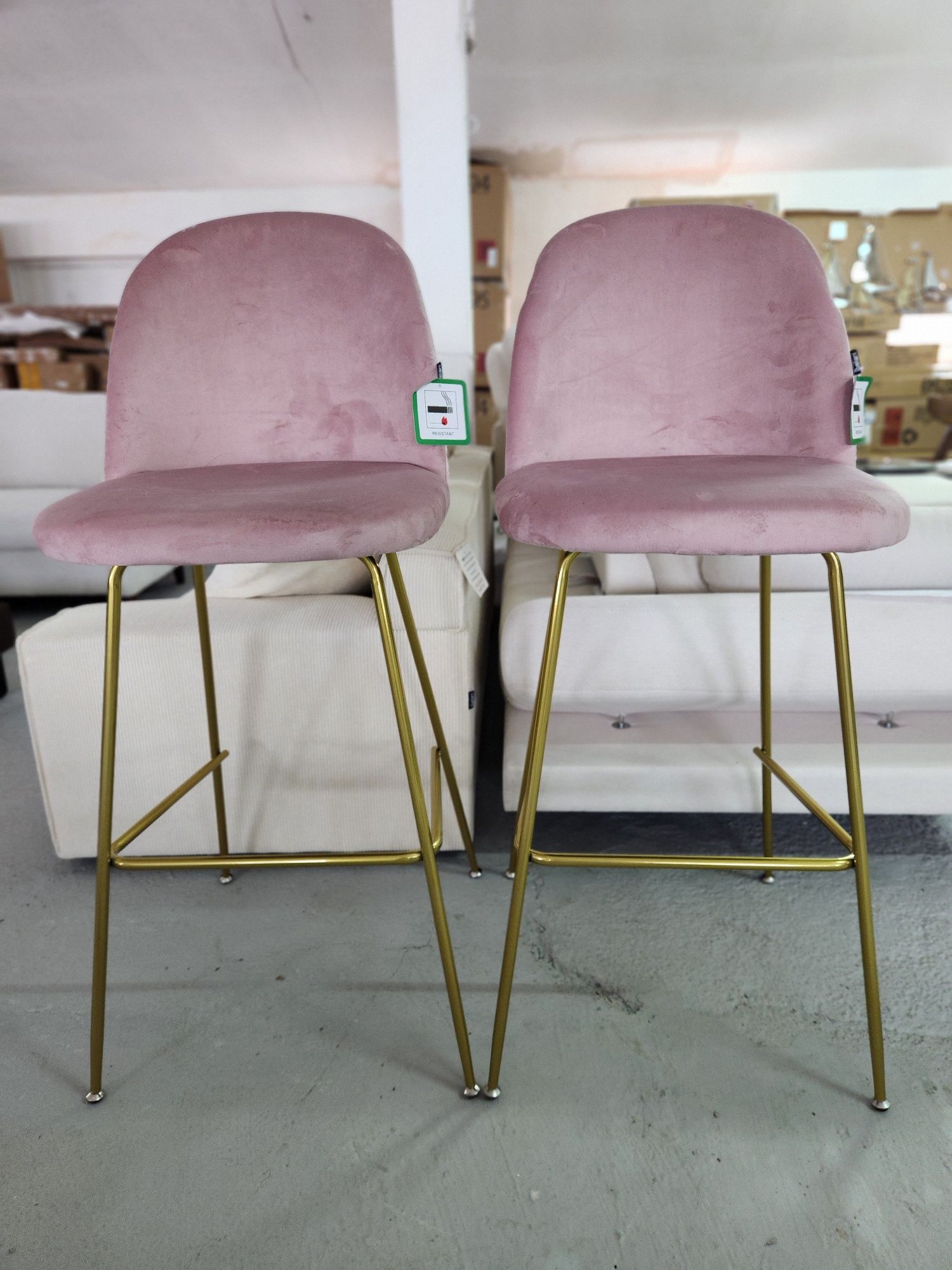 NOU Set scaune bar rose, auriu
