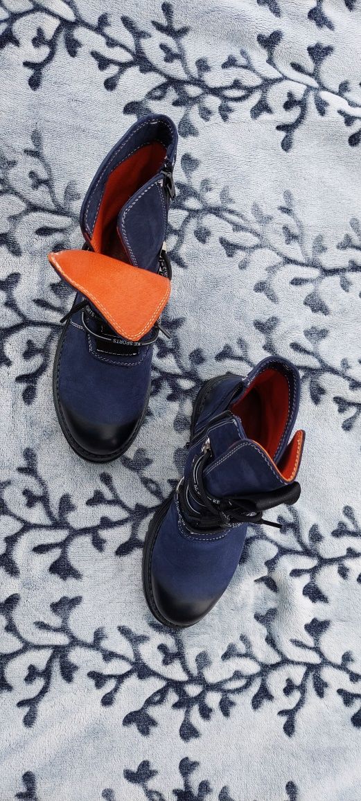 Ghete casual damă, din piele naturala, culoare blue, mărimea 36