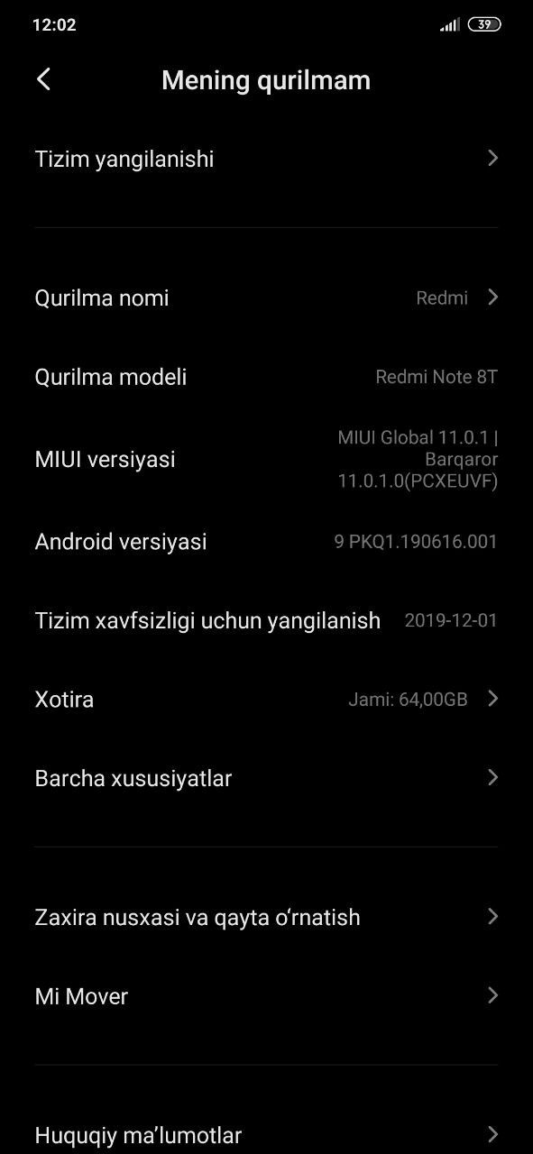 Xiaomi redmi not 8 t