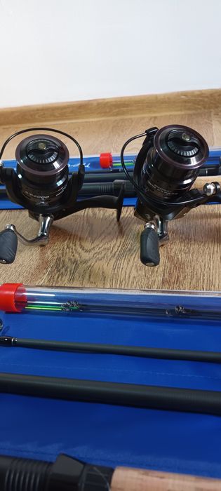 SET 2 Lansete Feeder 3.90m Saimino WindBlade + 2 Mulinete FL Sparkler