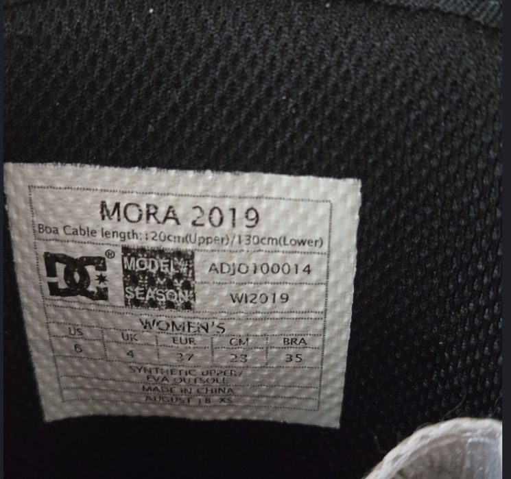 Сноуборд Обувки DCMora Boa 37 номер