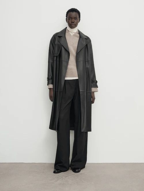 Trench din piele Massimo Dutti