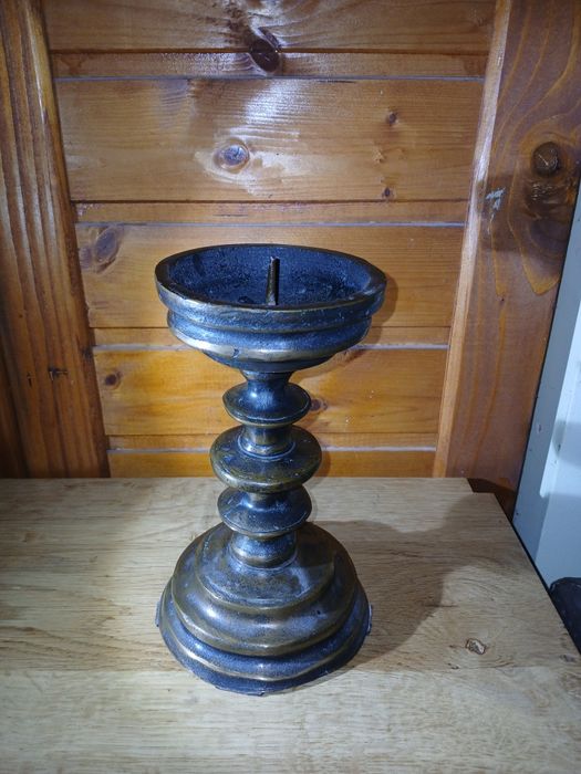 Suport de lumânare brutalist vintage 1960 bronz inaltime 20 cm 3.1 kg