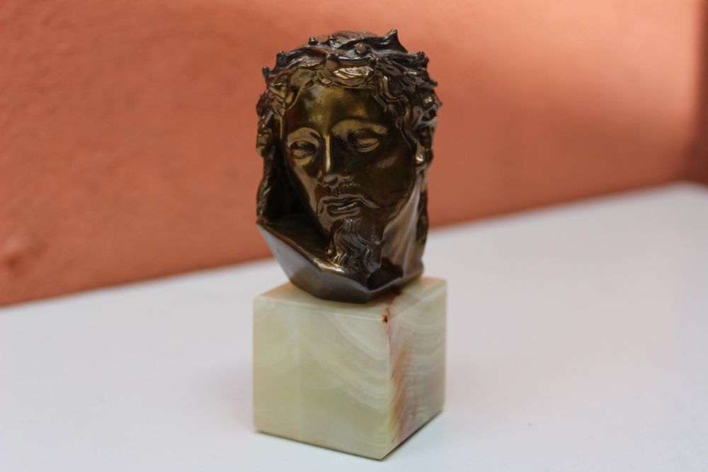 Statuie/bust/icoana Iisus, prima parte secolul 20, sculptura de metal