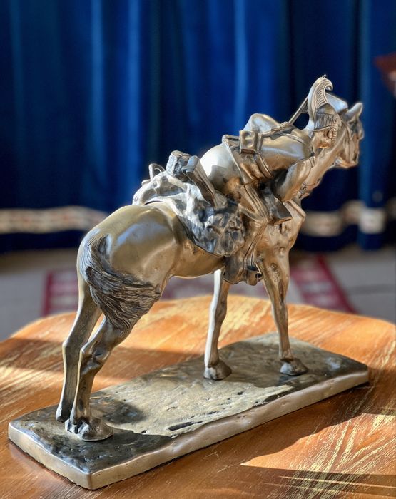 Statuetă veche din Bronz – Cavaler pe cal