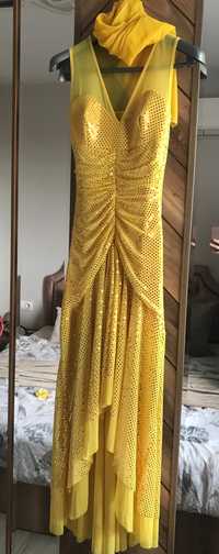 Жълта паетена рокля S-M