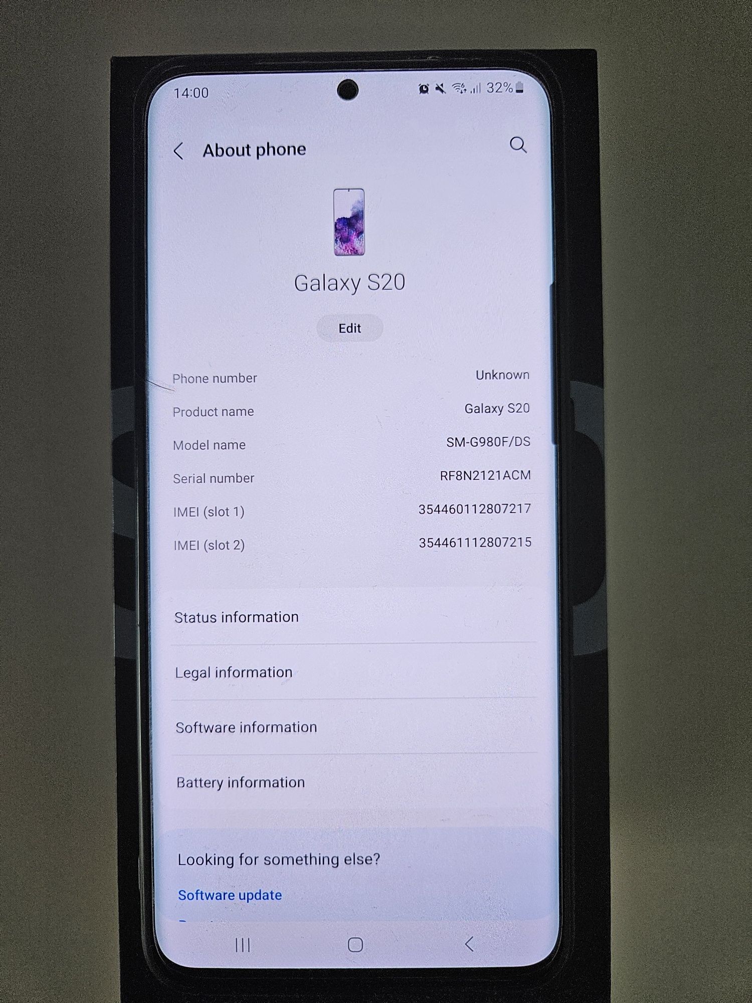 Samsung Galaxy S20 alb 128GB 8GB RAM, Cloud White