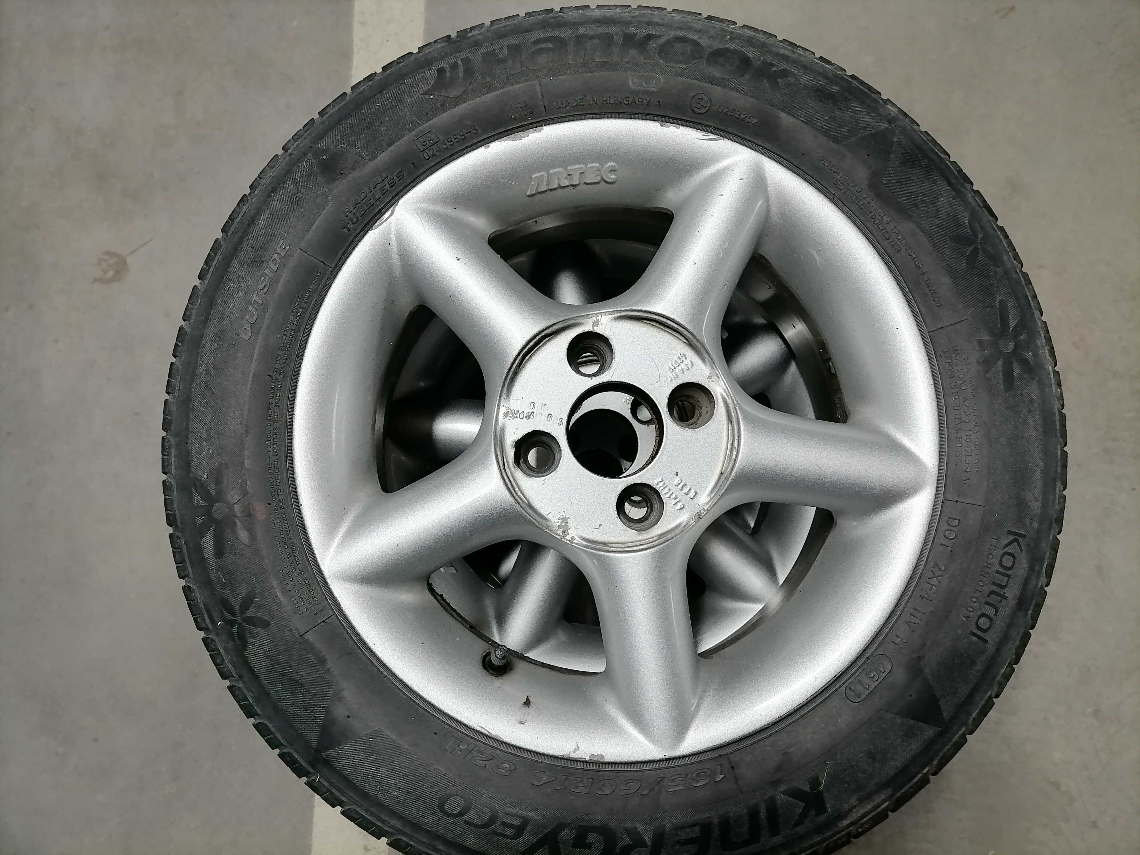 4 бр. джанти ARTEC (4х100) с летни гуми Hankook 185 60 14. VW Golf 3