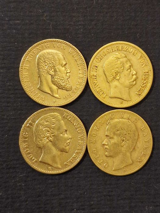 Златна Монета 10 Марки Вилхелм II , Лудвиг III , Лудвиг II , Ото