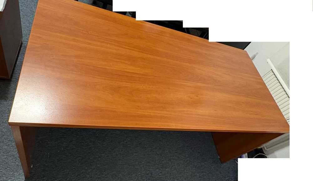 vand set birou lemn masiv stejar + comoda roti 3 sertare cu cheie