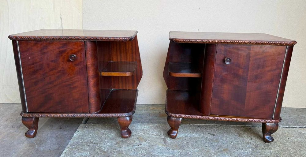 2 buc Noptiera Vintage cu raft lateral; Mic dulap pentru dormitor