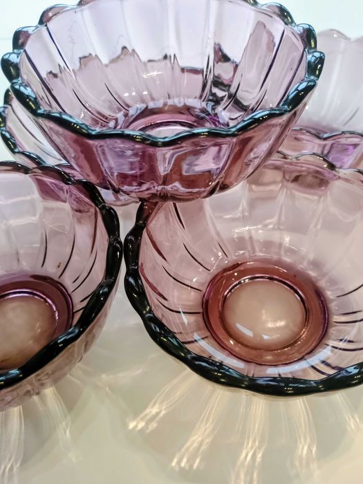 Ретро купички Cranberry Glass - червена боровинка 5 бр