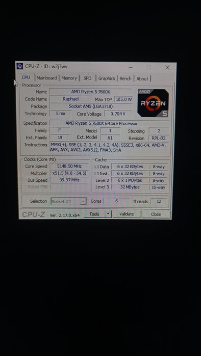Procesor AMD Ryzen 5 7600X, 6-Core, 4.7GHz, AM5, Box