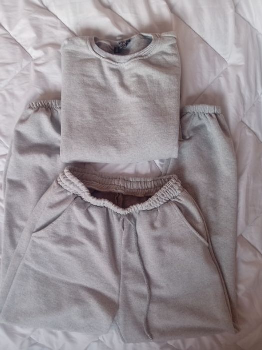 Сет от 2 части, памук, светло сив, нов, S размер