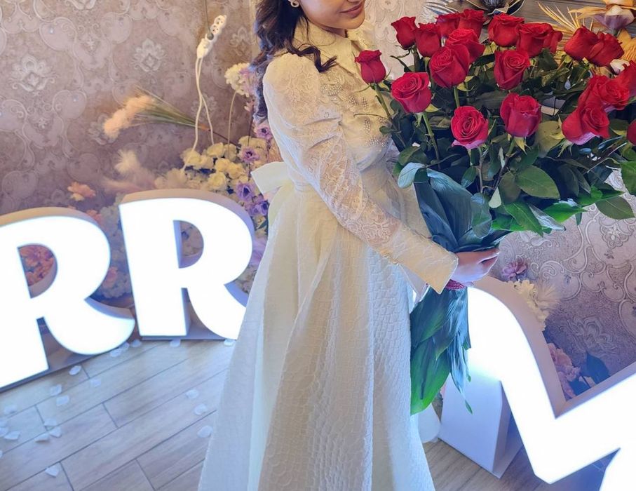 Платье-Турецкое,в нежно айвори цвете