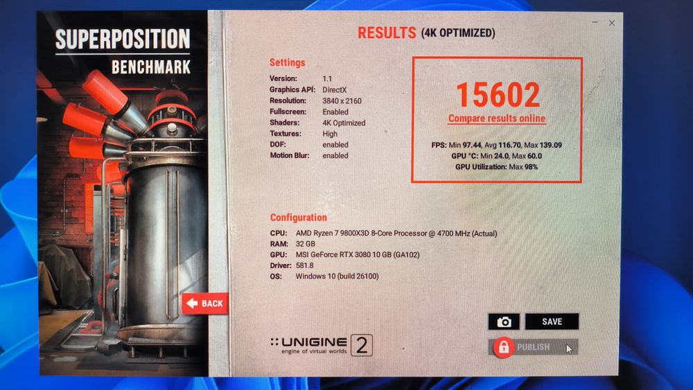 PC Gaming Ryzen 7 9800X3D/RTX3080/32GB RAM/4TB SSD/850W PSU