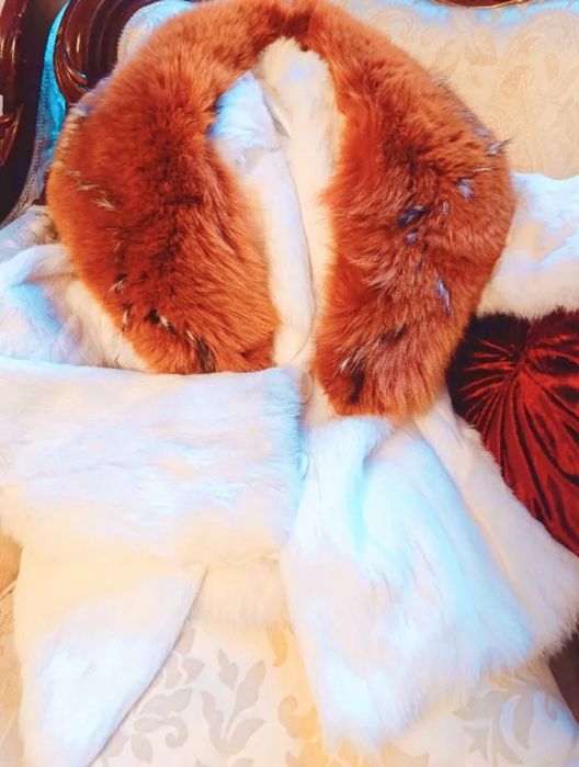 Палто от естествен косъм чинчила и лисица