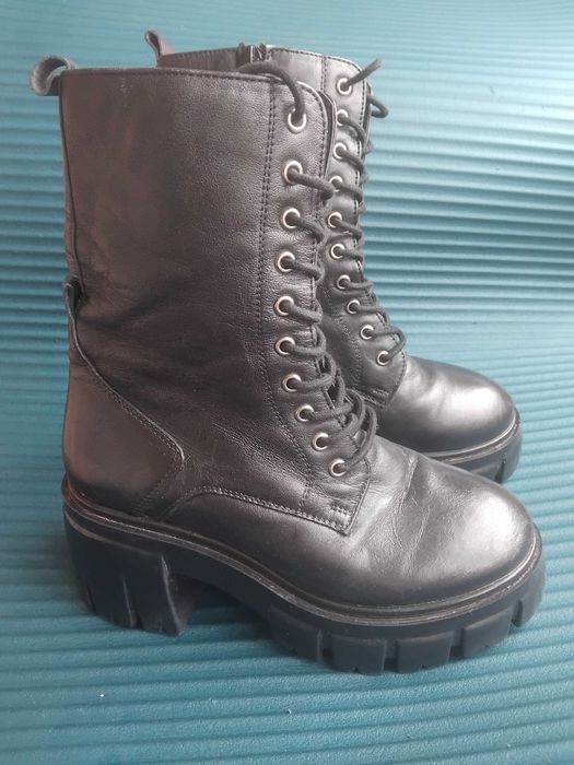 Дамски ботуши естествена кожа стабилна масивна подметка и грайфер