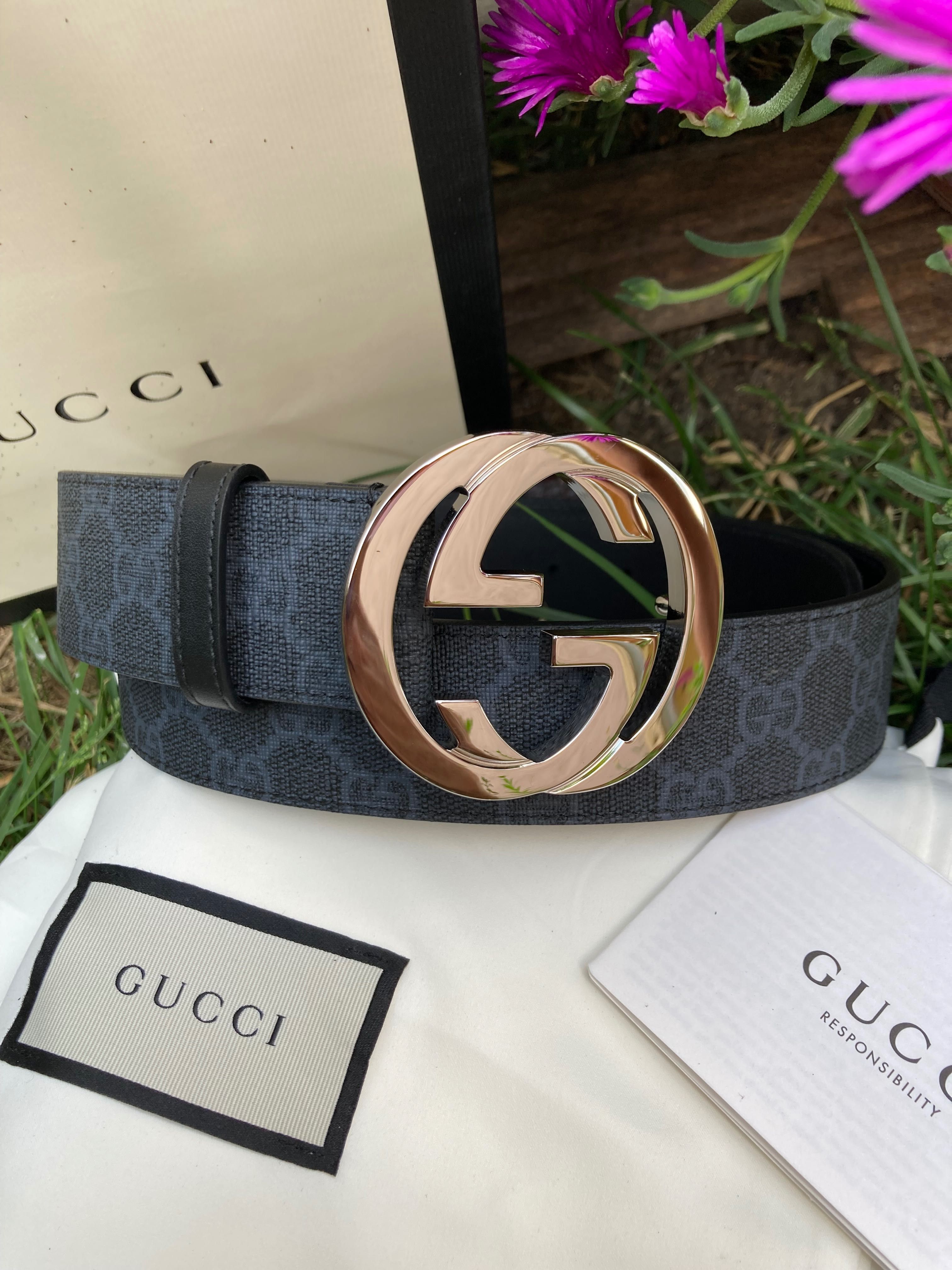 Curea originala Gucci GG Supreme belt with G buckle noua cu factura