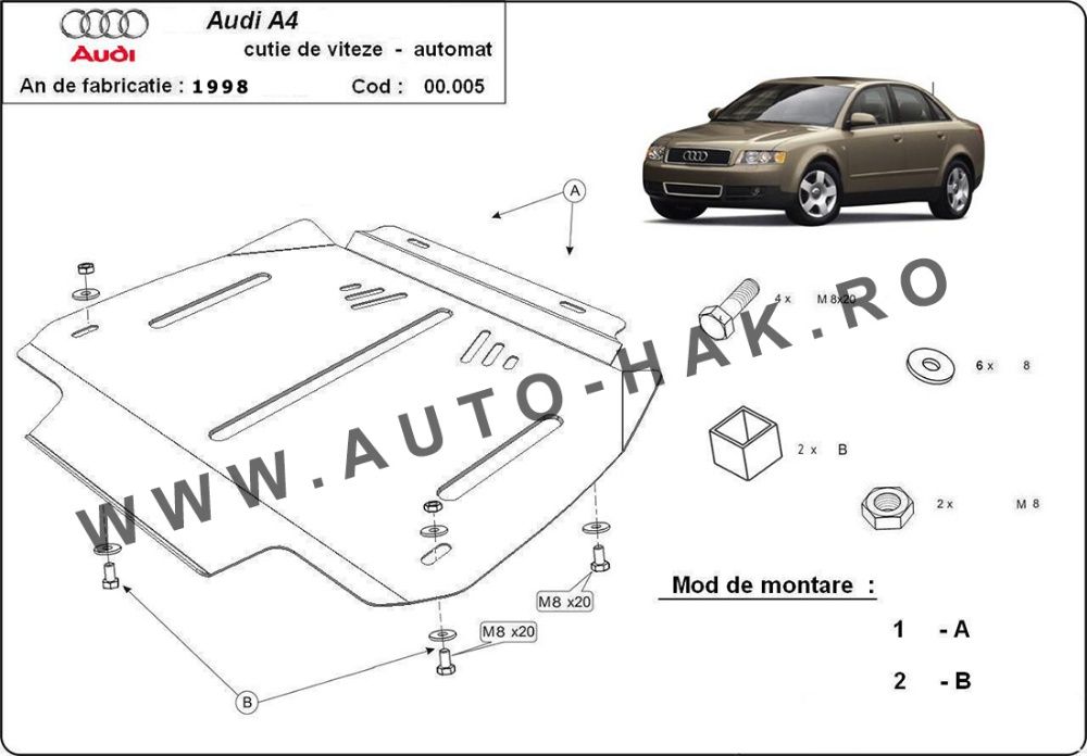 Scut metalic pentru cutia de viteze automata Audi A4 B6 2000-2005