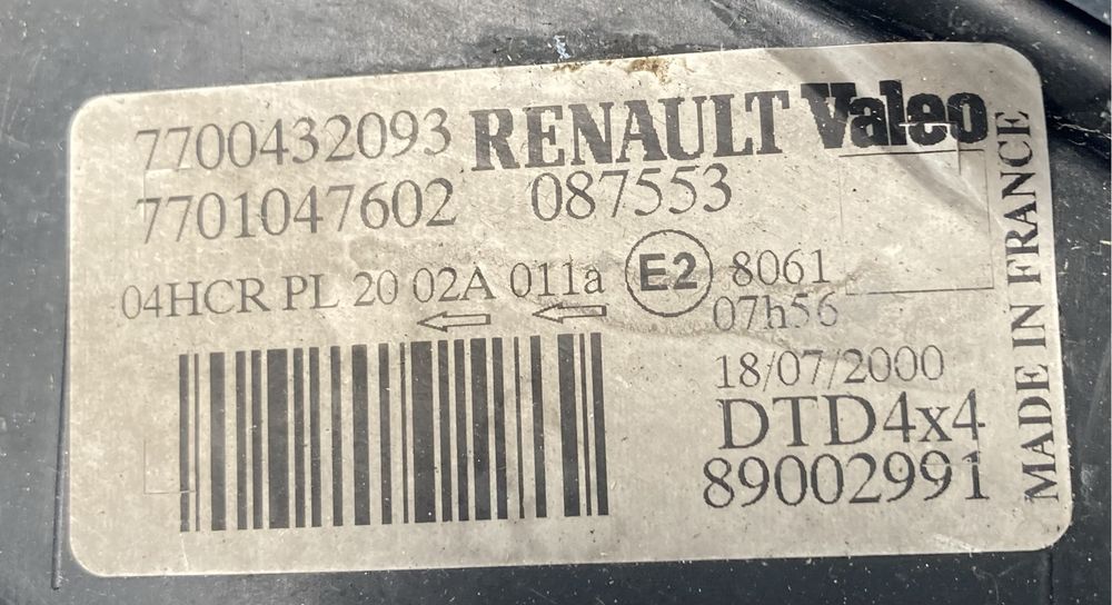 Renault Scenic RX4 2001 година Фарове