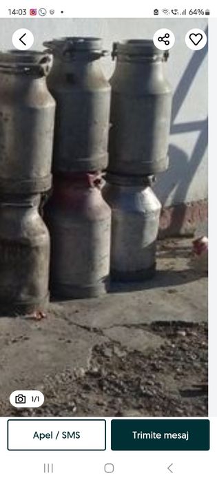 Bidon vechi de aluminiu cu capac de cauciuc